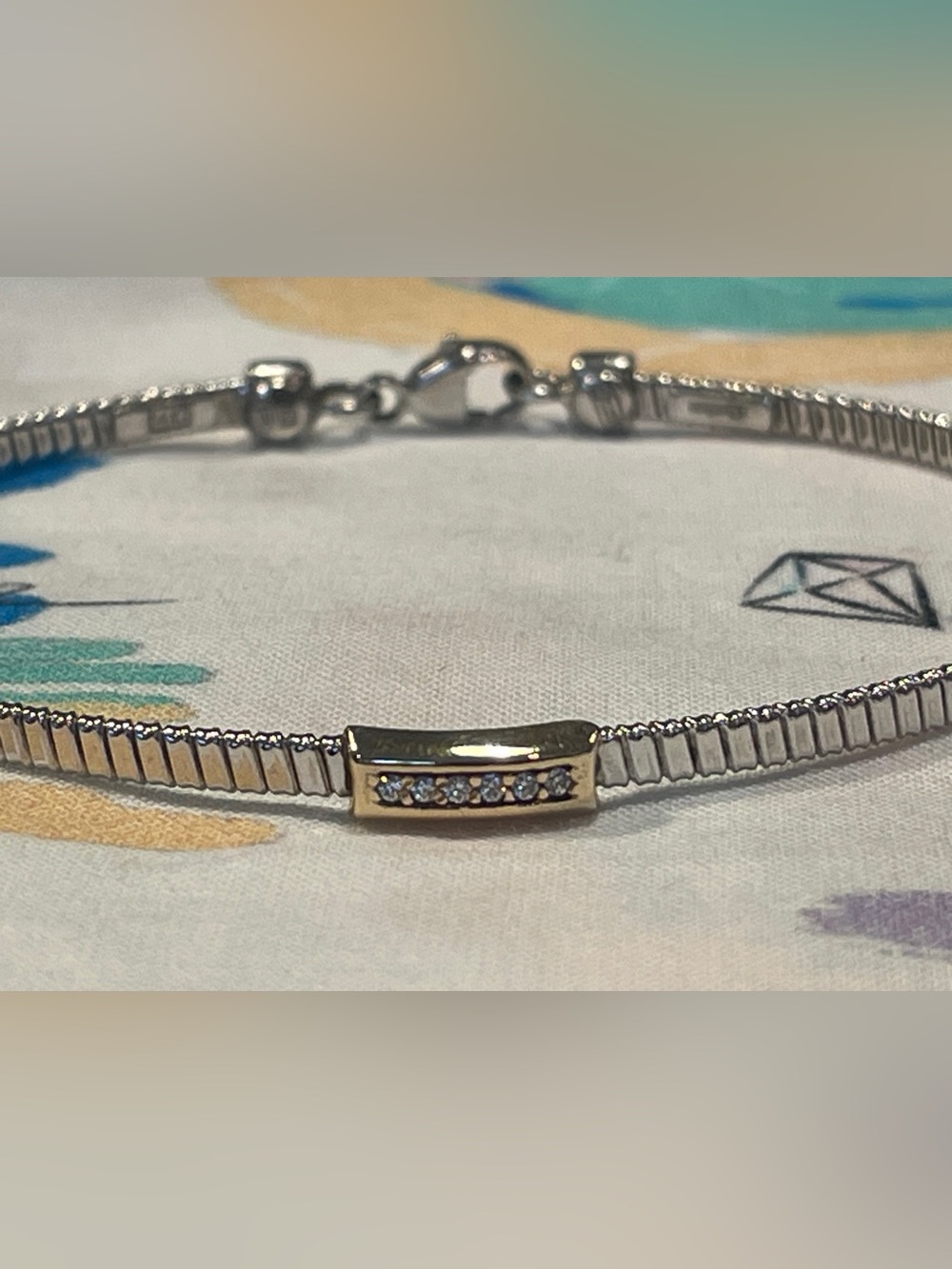 Milor Sterling Silver and 14k Yellow Gold Bracelet with CZ Station